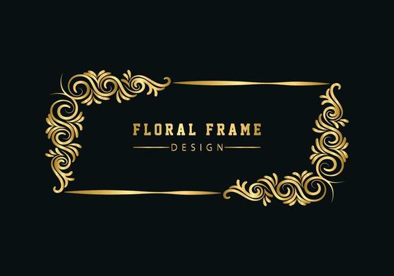 golden decorative floral luxury frame. Floral retro pattern.