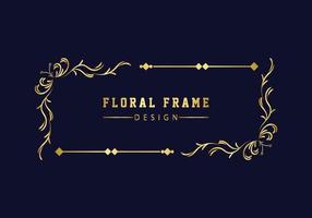 golden decorative floral luxury frame. Floral retro pattern. vector