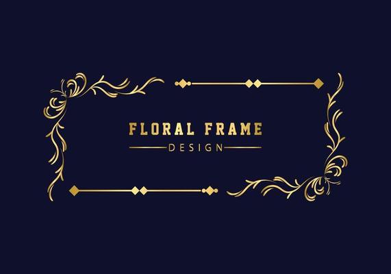 golden decorative floral luxury frame. Floral retro pattern.