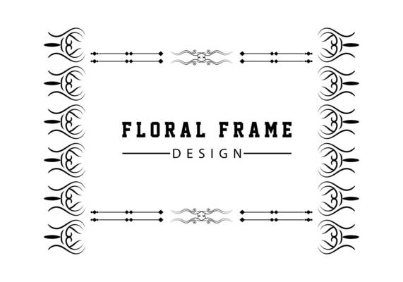 Elegant decorative black floral frame design free vector