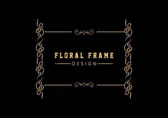 Elegant decorative golden floral frame design free vector