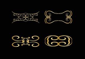 golden Decoration and ornaments elements set on black background. Floral ornament. vector