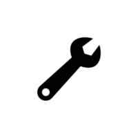 Wrench icon. Simple solid style. Tool, key, spanner, mechanical concept. Glyph vector symbol illustration isolated on white background. EPS 10.