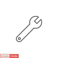 Wrench icon. Simple outline style. Tool, key, spanner, mechanical concept. Thin line vector symbol illustration isolated on white background. Editable stroke EPS 10.