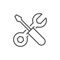 Maintenance icon. Simple outline style. Tool, wrench and screwdriver, spanner sign. Home services concept. Thin line vector illustration symbol element isolated on white background. EPS 10.