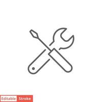 Maintenance icon. Simple outline style. Tool, wrench and screwdriver, spanner sign. Home services concept. Thin line vector illustration symbol isolated on white background. Editable stroke EPS 10.