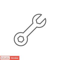 Wrench icon. Simple outline style. Tool, key, spanner, mechanical concept. Thin line vector symbol illustration isolated on white background. Editable stroke EPS 10.