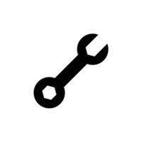 Wrench icon. Simple solid style. Tool, key, spanner, mechanical concept. Glyph vector symbol illustration isolated on white background. EPS 10.