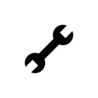 Wrench icon. Simple solid style. Tool, key, spanner, mechanical concept. Glyph vector symbol illustration isolated on white background. EPS 10.