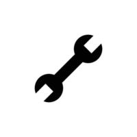 Wrench icon. Simple solid style. Tool, key, spanner, mechanical concept. Glyph vector symbol illustration isolated on white background. EPS 10.