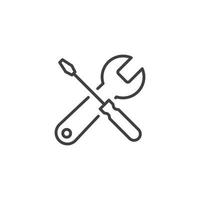 Maintenance icon. Simple outline style. Tool, wrench and screwdriver, spanner sign. Home services concept. Thin line vector illustration symbol element isolated on white background. EPS 10.