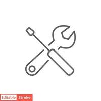 Maintenance icon. Simple outline style. Tool, wrench and screwdriver, spanner sign. Home services concept. Thin line vector illustration symbol isolated on white background. Editable stroke EPS 10.