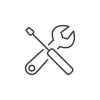 Maintenance icon. Simple outline style. Tool, wrench and screwdriver, spanner sign. Home services concept. Thin line vector illustration symbol element isolated on white background. EPS 10.