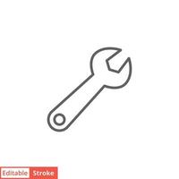 Wrench icon. Simple outline style. Tool, key, spanner, mechanical concept. Thin line vector symbol illustration isolated on white background. Editable stroke EPS 10.