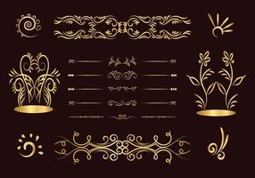 Golden dividers set. Ornamental decorative elements. Vector ornate elements design. Gold flourishes. Decorative calligraphic divider and border for vignette scrapbook ornament.