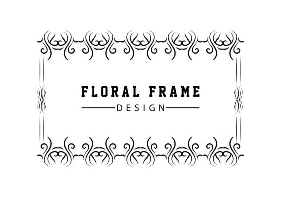 Elegant decorative black floral frame design free vector