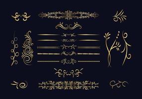 Golden dividers set. Ornamental decorative elements. Vector ornate elements design. Gold flourishes. Decorative calligraphic divider and border for vignette scrapbook ornament.