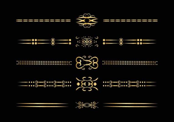 Luxury golden and retro dividers set. Calligraphic design elements vector.