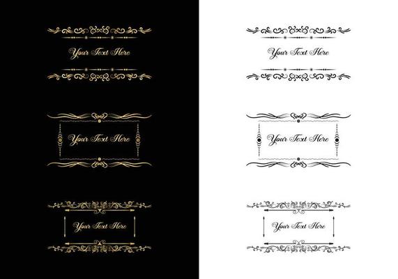 Vintage calligraphic vignettes and dividers, Vintage ornamental dividers, Hand drew decorative borders in retro style for greeting cards, banners, retro parties, wedding invitations, menus, postcards.