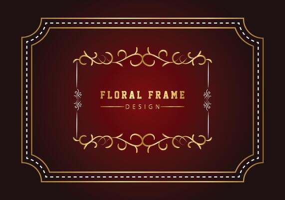 Elegant decorative golden floral frame design free vector