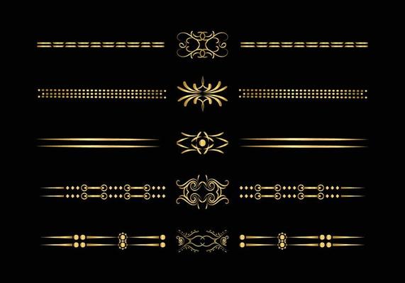 Luxury golden and retro dividers set. Calligraphic design elements vector.