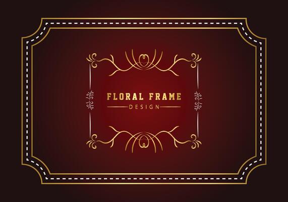 Elegant decorative golden floral frame design free vector