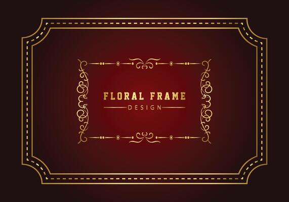 Elegant decorative golden floral frame design free vector