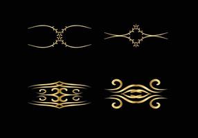 golden Decoration and ornaments elements set on black background. Floral ornament. vector