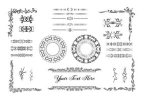 Vintage frames, dividers mega set isolated on white. Calligraphic design elements. vector