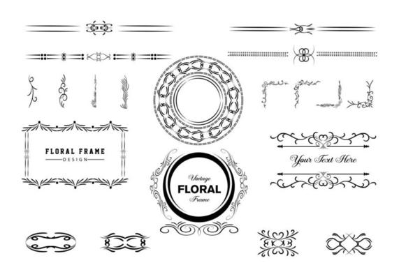 Vintage frames, dividers mega set isolated on white. Calligraphic design elements.