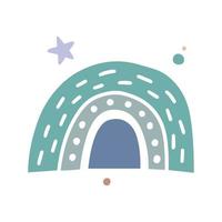 A simple vector illustration in Scandinavian style with a rainbow. Beautiful children's art with drawings of pastel colors. Funny boho print in children's style.