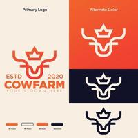 simple minimalist cow head logo design vector