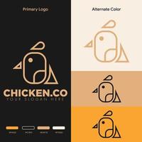 minimalist simple chicken logo design vector