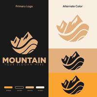 simple minimalist adventure mountain logo design vector