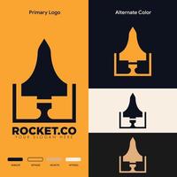 minimalist simple rocket logo design vector