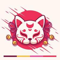 kitsune traditional japanese mask illustration vector