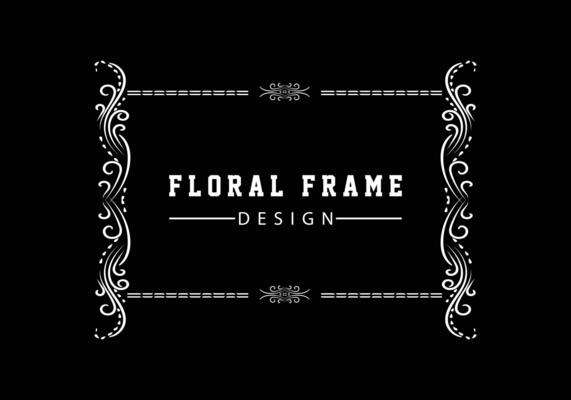 Elegant decorative black floral frame design free vector