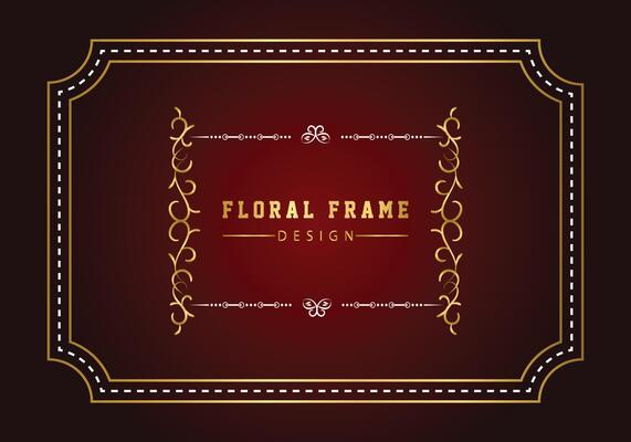 Elegant decorative golden floral frame design free vector