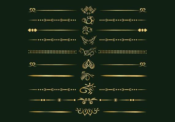 Luxury golden and retro dividers set. Calligraphic design elements vector.