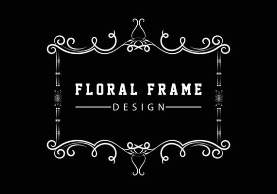 Elegant decorative black floral frame design free vector