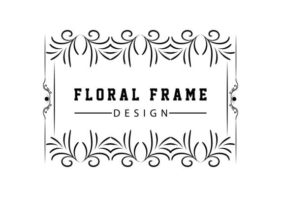 Elegant decorative black floral frame design free vector