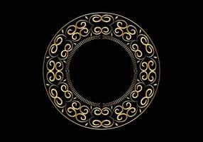 Golden Decorative round frame for design with floral ornament. A template for printing postcards. vector