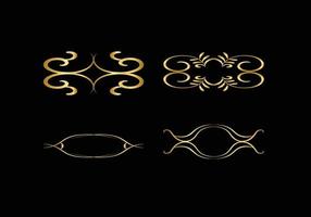 golden Decoration and ornaments elements set on black background. Floral ornament. vector