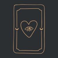 Fondo de vector de cubierta de tarot mágico con corazón y ojo oculto y concepto de adivinación.