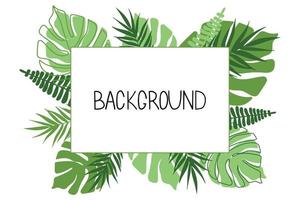 Background with hand drawn leaves frame vector