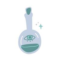 Mystical potion bottle, hand drawn doodle minimalistic mysterious object. vector