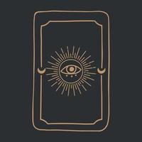 Fondo de vector de cubierta de tarot mágico con sol y ojo. concepto oculto y de adivinación.