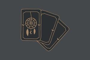 Magic Tarot deck vector background with Dreamcatcher. Occult and fortune telling concept.