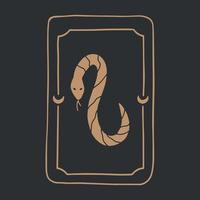 Magic Tarot deck vector background with snake Occult and fortune telling concept.