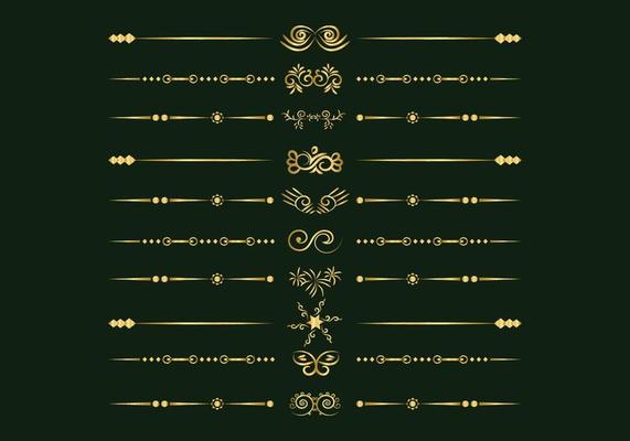 Luxury golden and retro dividers set. Calligraphic design elements vector.